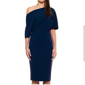 Alexia Admor Blue Asymmetrical One Shoulder Cocktail Dress